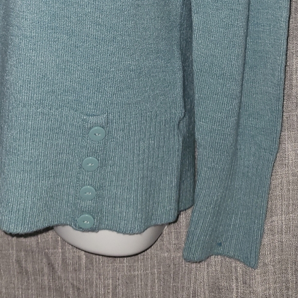 Super Soft Rickis Sz M teal square neckline sweater - Picture 2 of 6